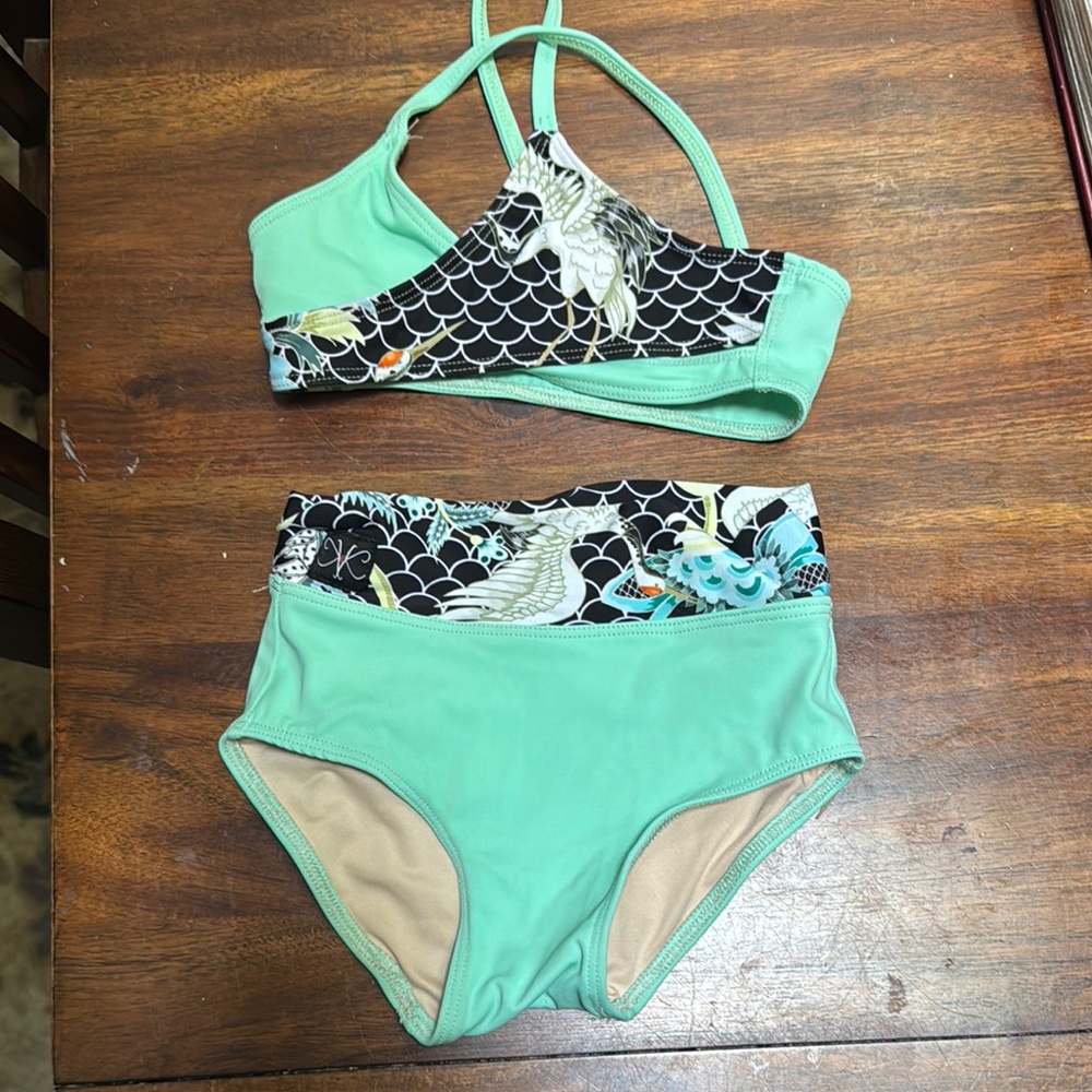 Kandi kouture Green and Black Patterned dance Set